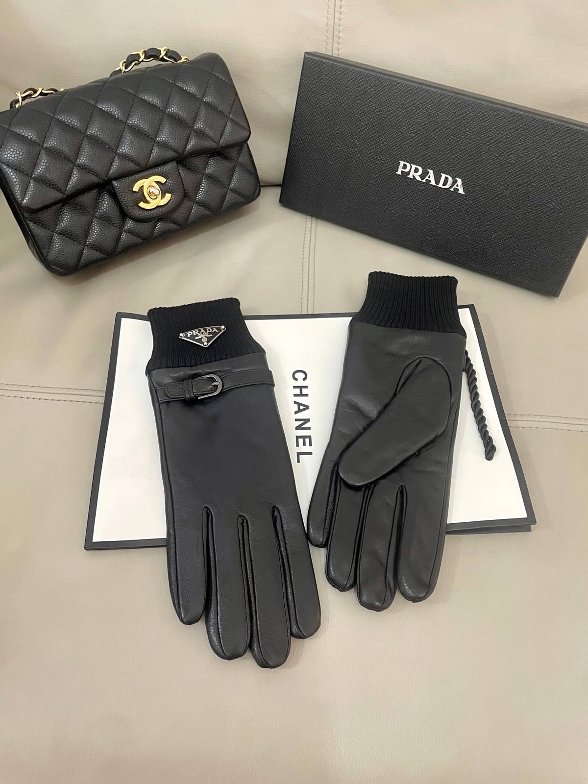 Prada プラダ レザー手袋 本革 通勤 防寒 高級 女性 ブラウン - 画像 7