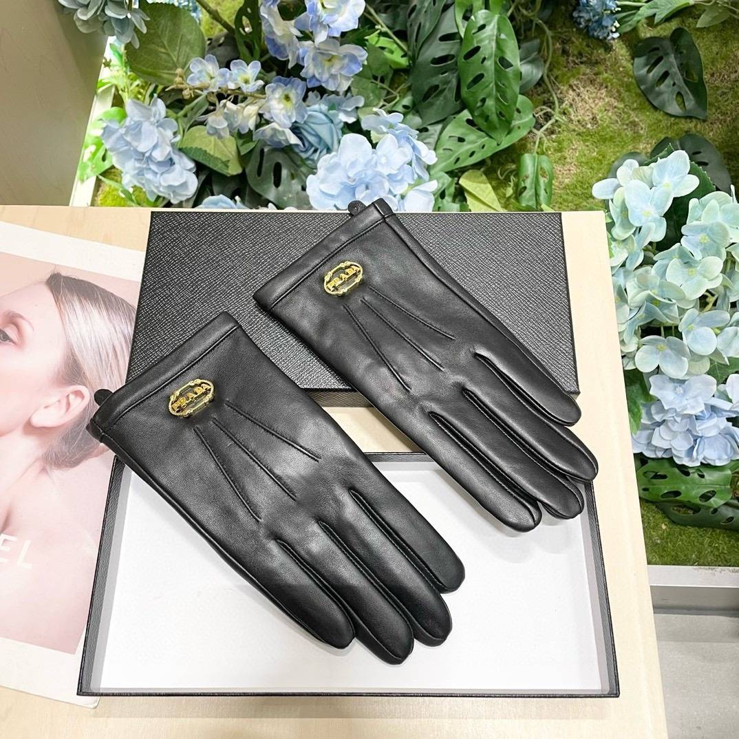 Prada プラダ レザー手袋 革手袋 本革 防寒 通勤 おしゃれ ブラック - 画像 2