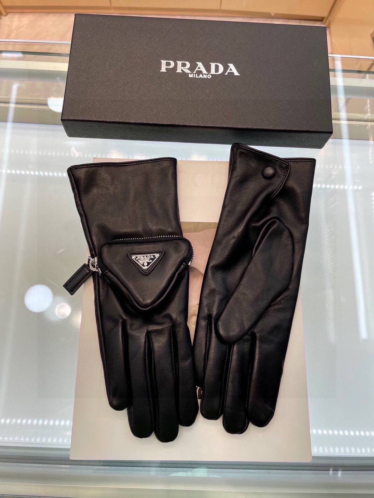PRADA プラダ レディース レザー手袋 本革 防寒 通勤 上品 シンプル 贈り物 スマホ対応 ブラック 冬 冬物 高級感 - 画像 2