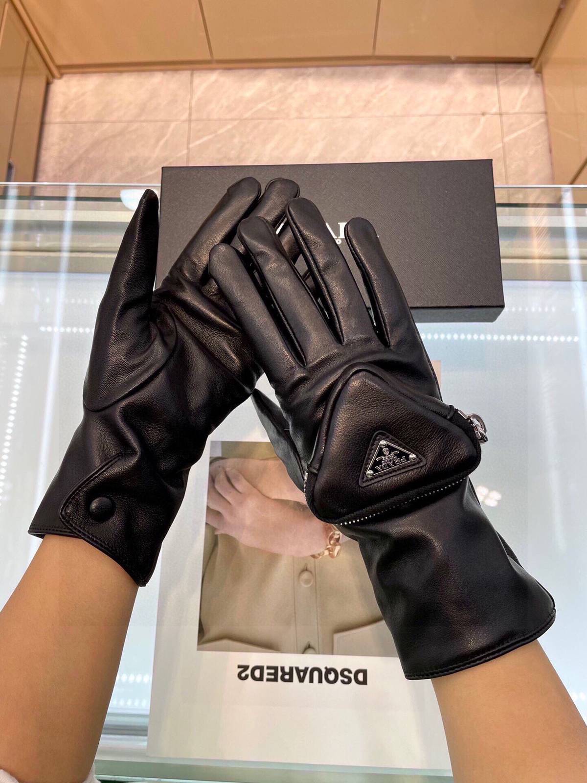 PRADA プラダ レディース レザー手袋 本革 防寒 通勤 上品 シンプル 贈り物 スマホ対応 ブラック 冬 冬物 高級感 - 画像 4