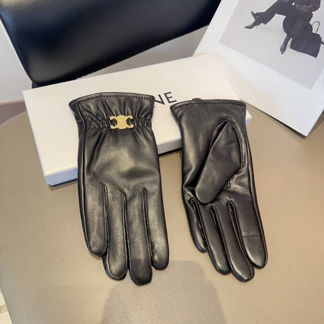 Celine セリーヌ レディース 本革手袋 革手袋 防寒 通勤 ギフト ブラック 高級 シンプル 上品