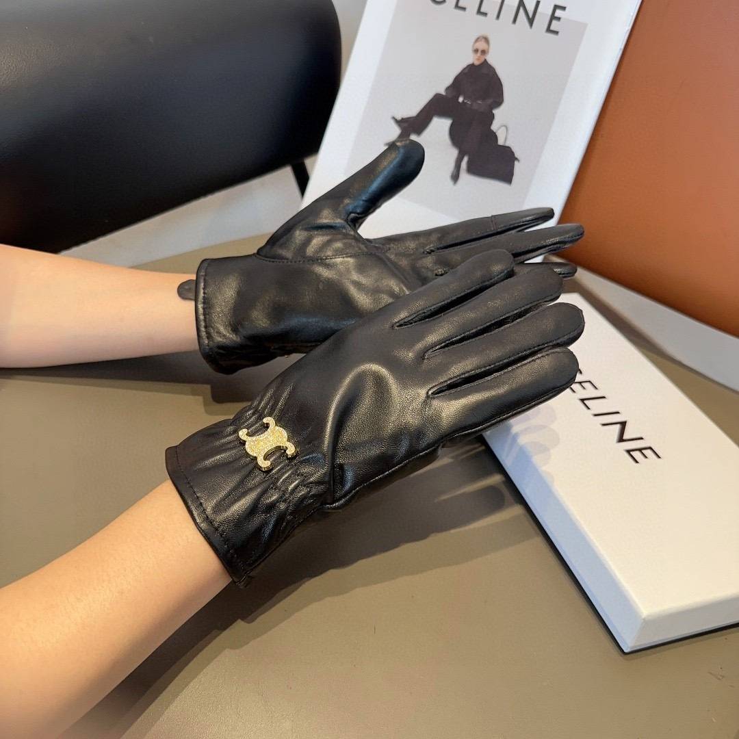 Celine セリーヌ レディース 本革手袋 革手袋 防寒 通勤 ギフト ブラック 高級 シンプル 上品 - 画像 3