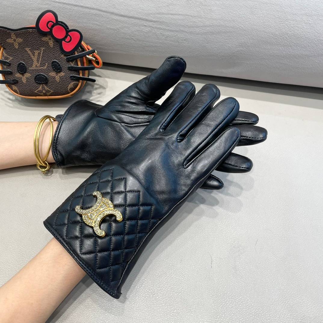 Celine セリーヌ レディース 本革手袋 革手袋 防寒 通勤 ギフト ブラック 高級 シンプル 上品 - 画像 6