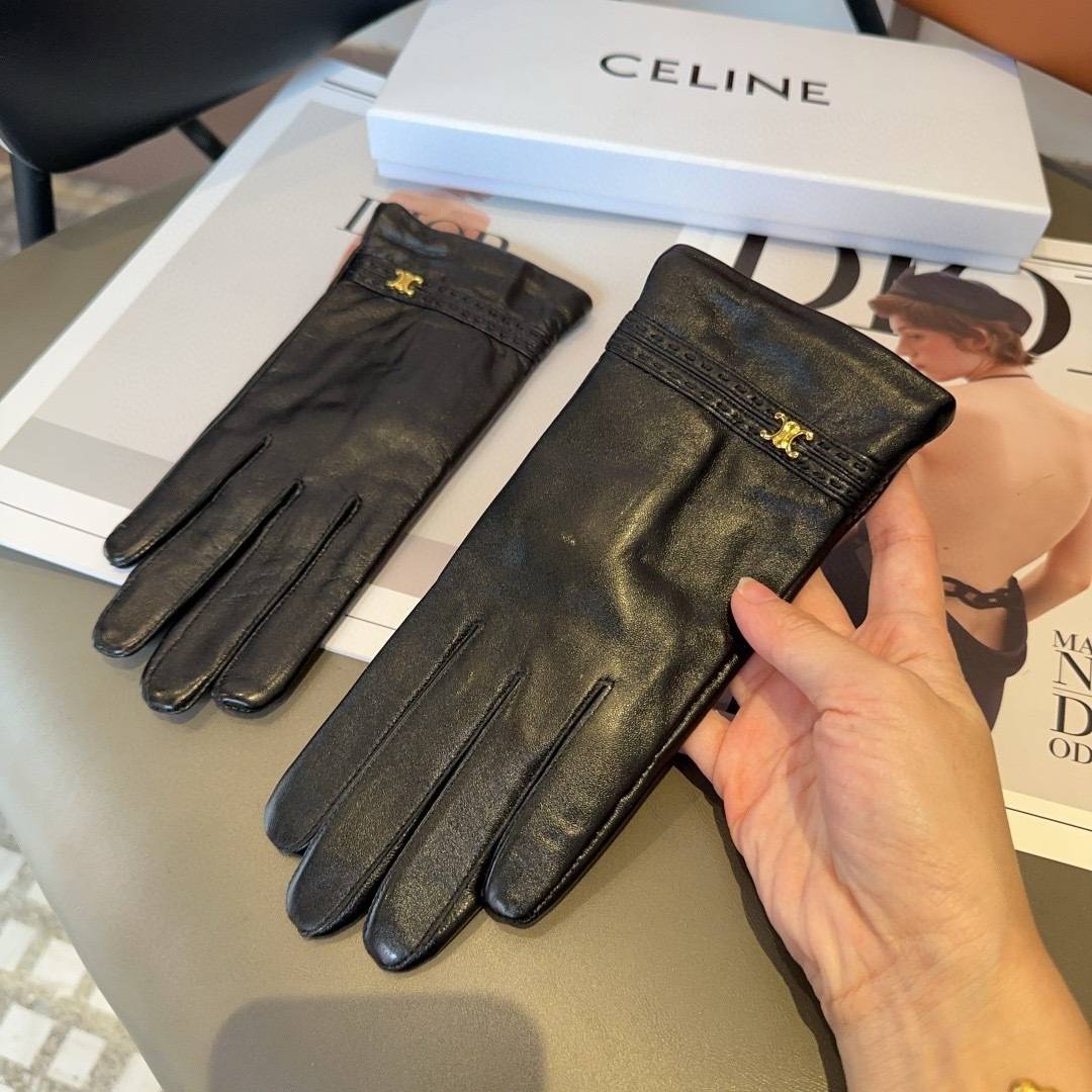 Celine セリーヌ レディース 本革手袋 革手袋 防寒 通勤 ギフト ブラック 高級 シンプル 上品 - 画像 7