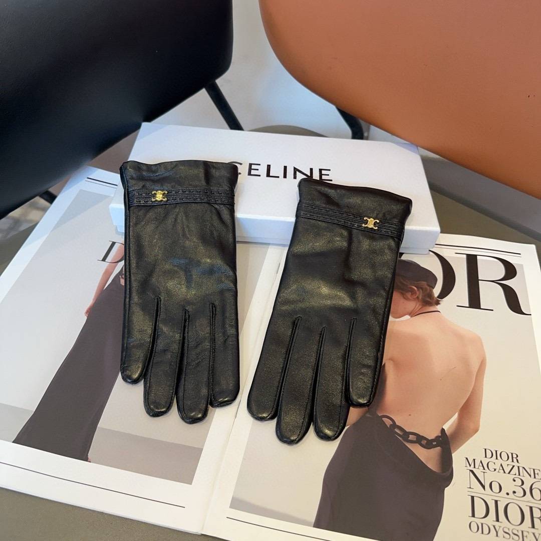 Celine セリーヌ レディース 本革手袋 革手袋 防寒 通勤 ギフト ブラック 高級 シンプル 上品 - 画像 8
