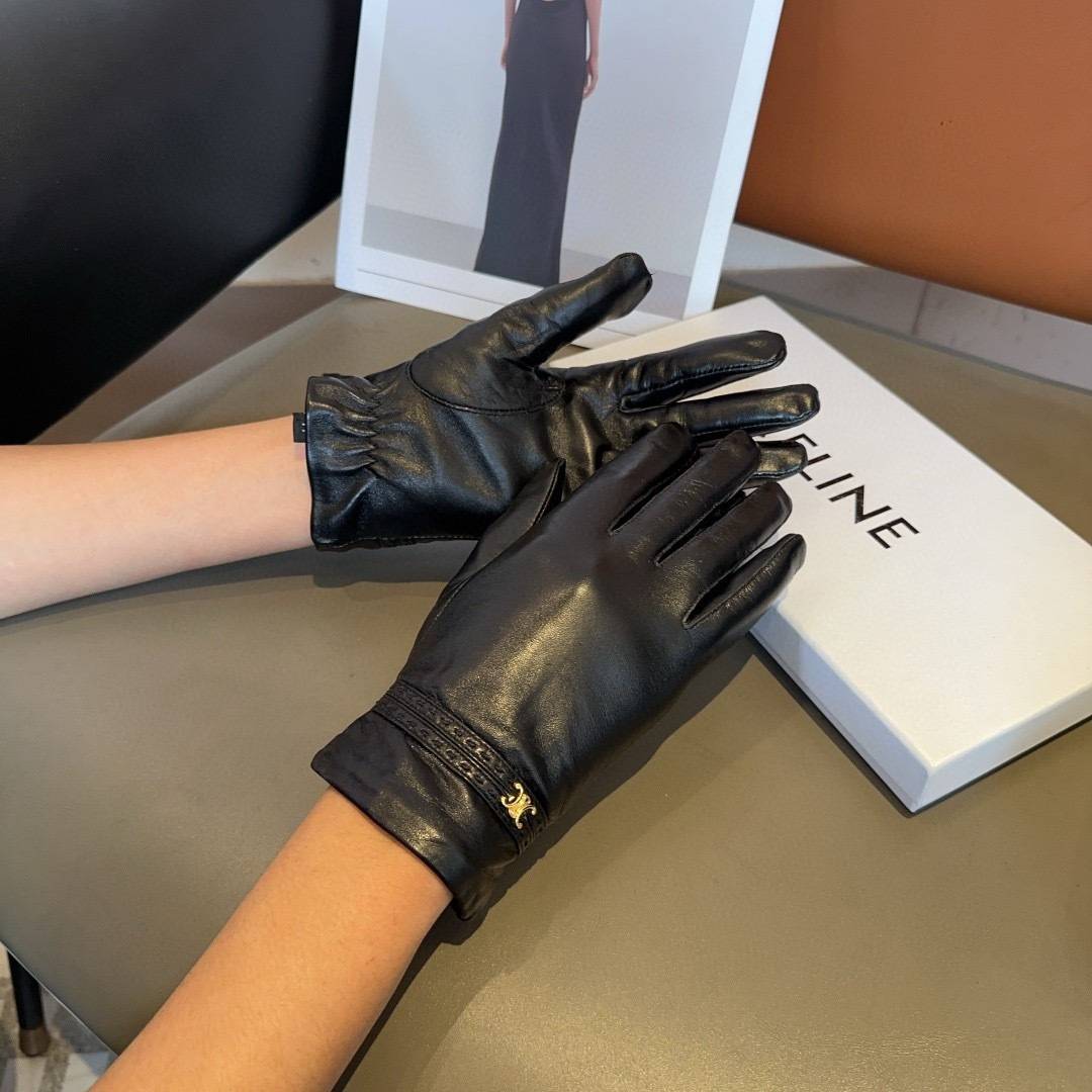 Celine セリーヌ レディース 本革手袋 革手袋 防寒 通勤 ギフト ブラック 高級 シンプル 上品 - 画像 9