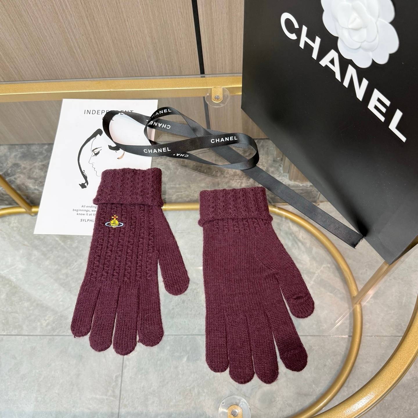 Vivienne Westwood ヴィヴィアン ウエストウッド ニット手袋 防寒 通勤 おしゃれ 2色 ホワイト グレー - 画像 14