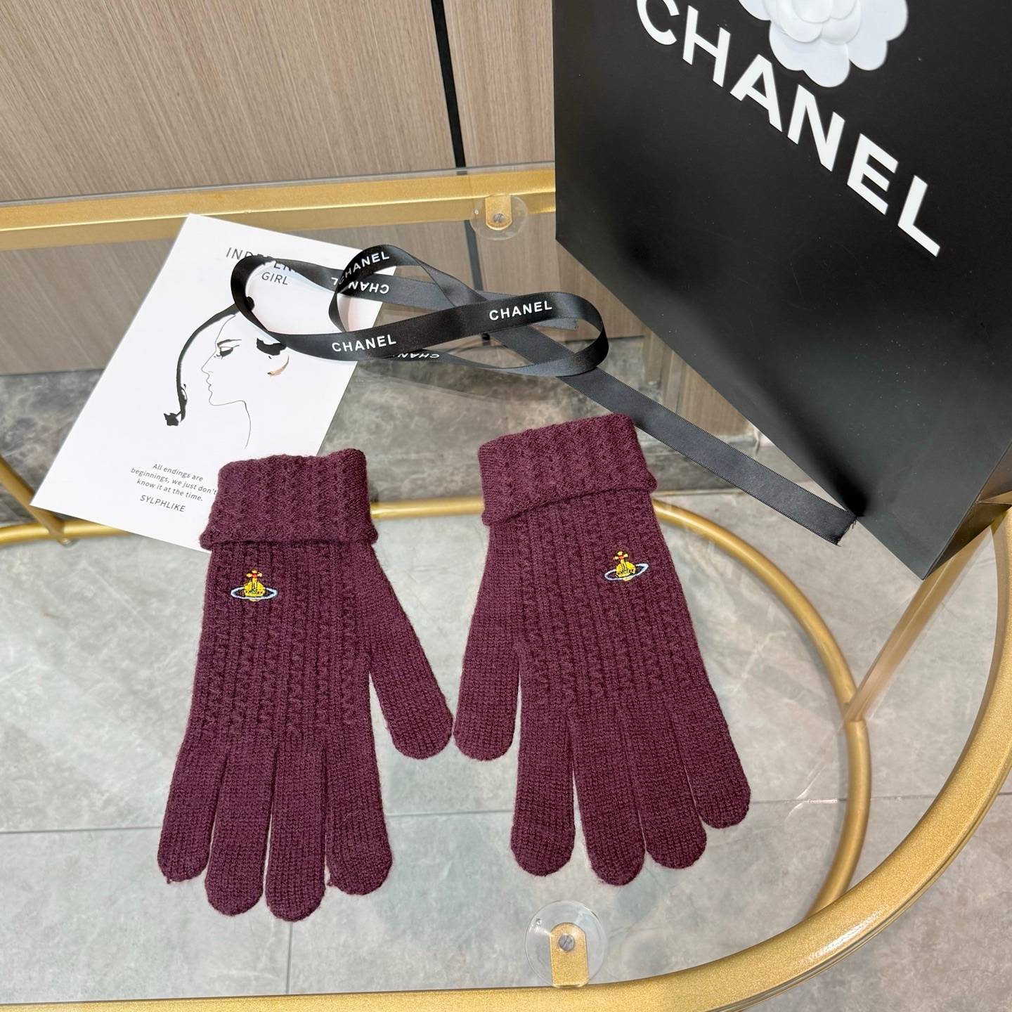 Vivienne Westwood ヴィヴィアン ウエストウッド ニット手袋 防寒 通勤 おしゃれ 2色 ホワイト グレー - 画像 15