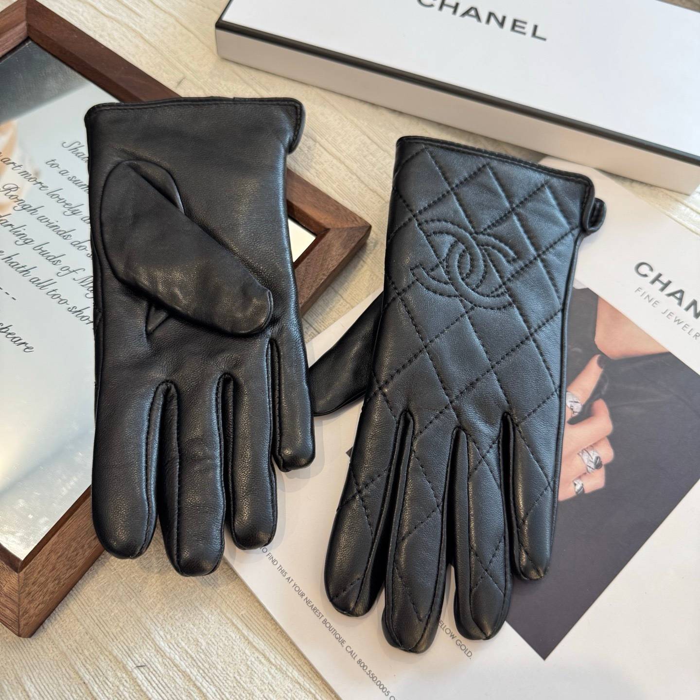 CHANEL シャネル 革手袋 本革 防寒 通勤 ブラック - 画像 2