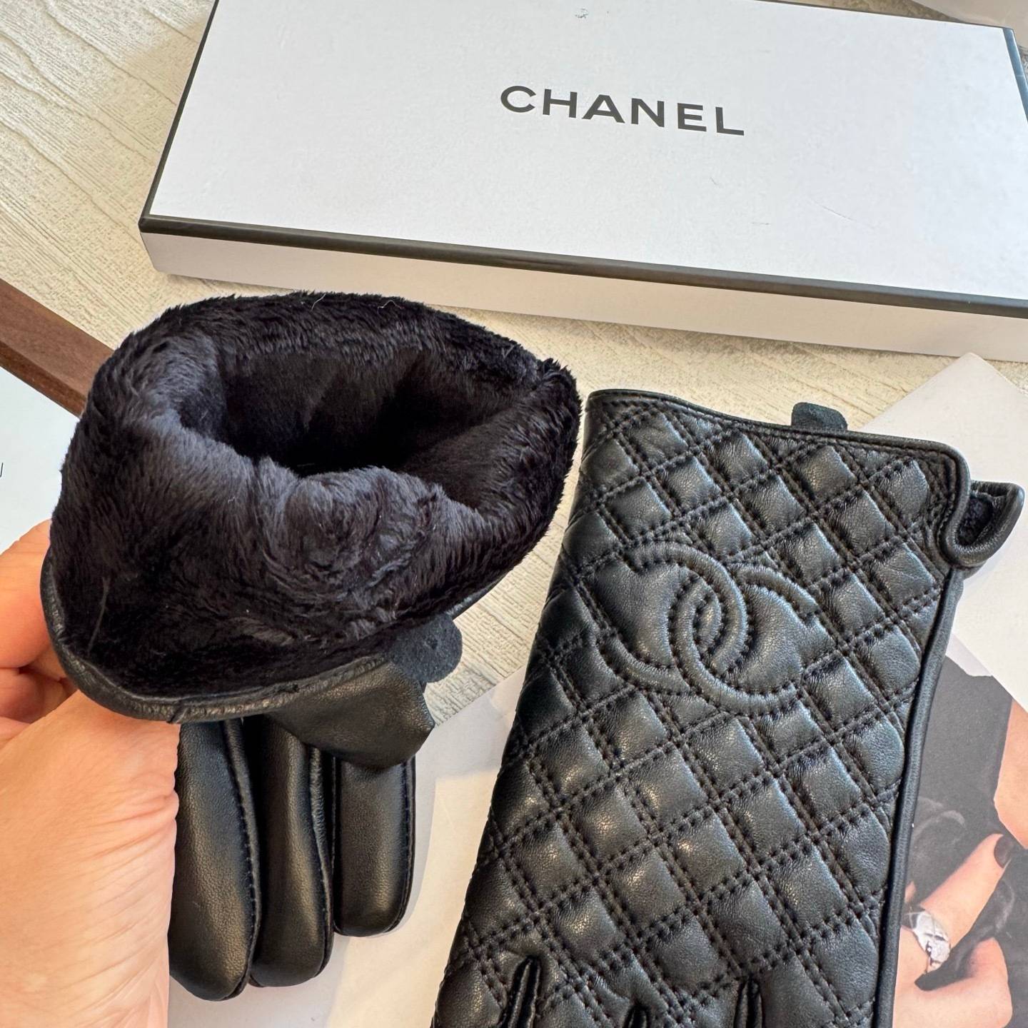 CHANEL シャネル 革手袋 本革 防寒 通勤 ブラック - 画像 5
