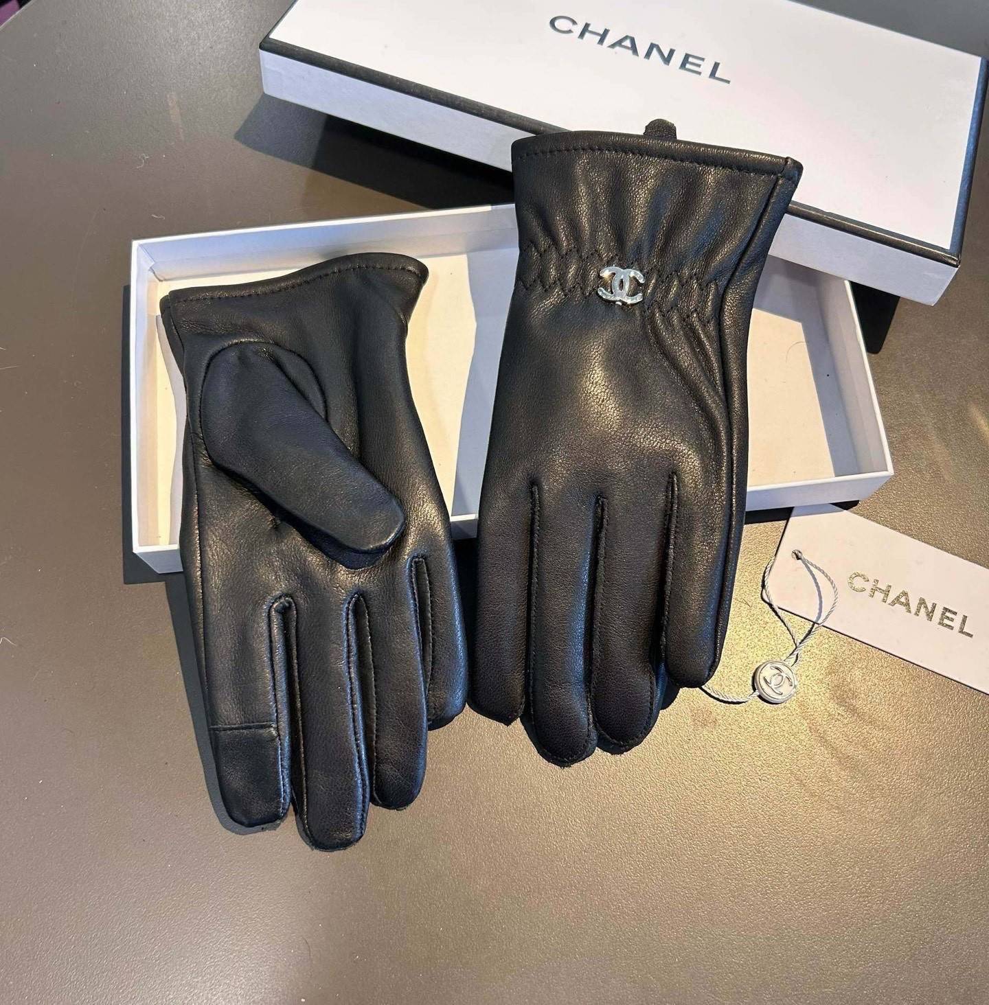 CHANEL シャネル レディース レザー手袋 本革 キルティング 長手袋 冬用 防寒 スマホ対応 通勤 ブラック - 画像 5