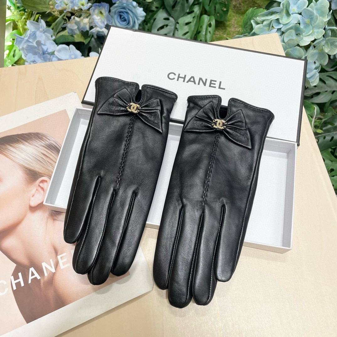 CHANEL シャネル レディース レザー手袋 本革 防寒 保温 スマホ対応 裏起毛 おしゃれ 通勤 冬 ブラック - 画像 6