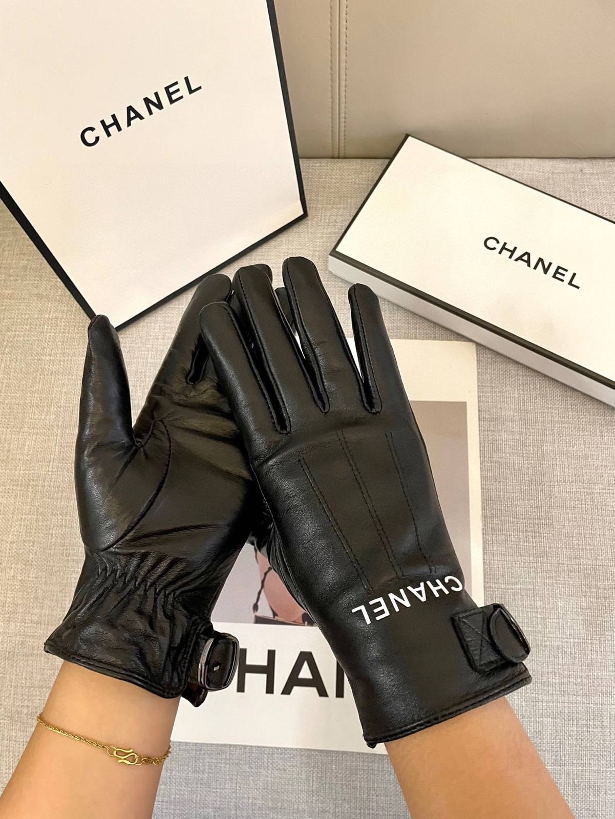 CHANEL シャネル レディース 本革手袋 スマホ対応 防寒 おしゃれ 高級 ブラック - 画像 2