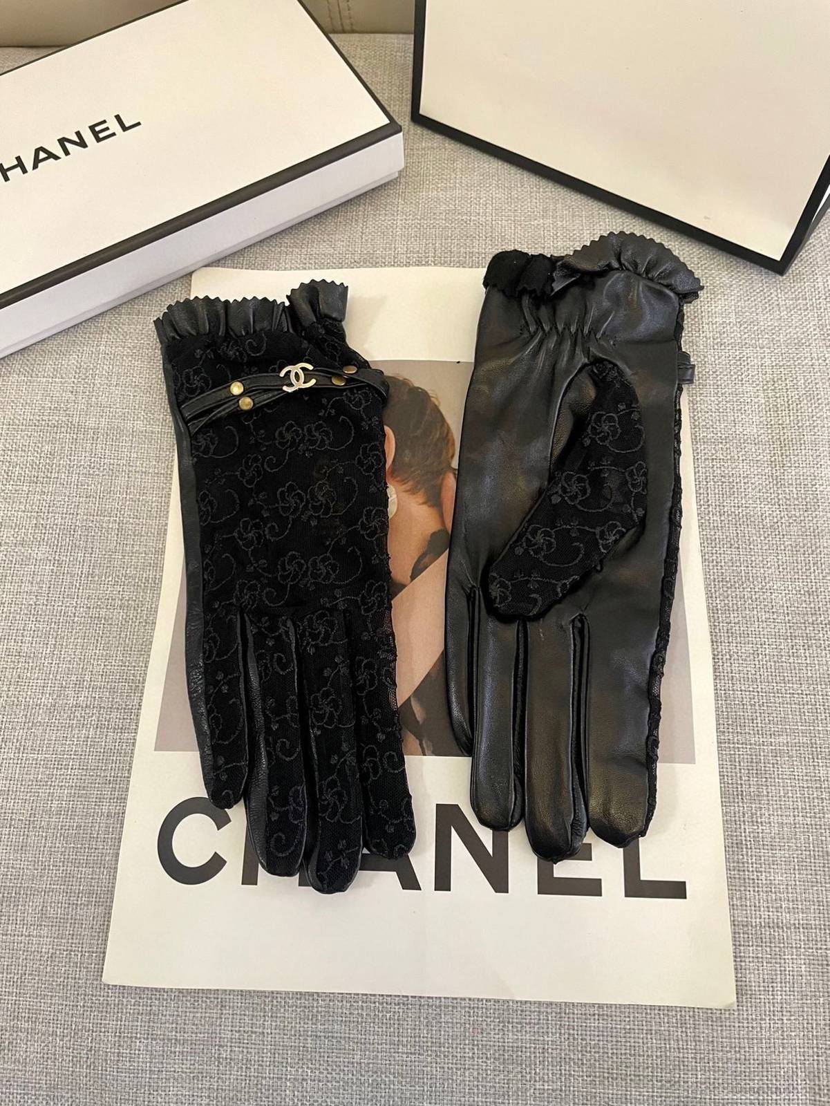 CHANEL シャネル レディース 本革手袋 スマホ対応 防寒 おしゃれ 高級 ブラック - 画像 3