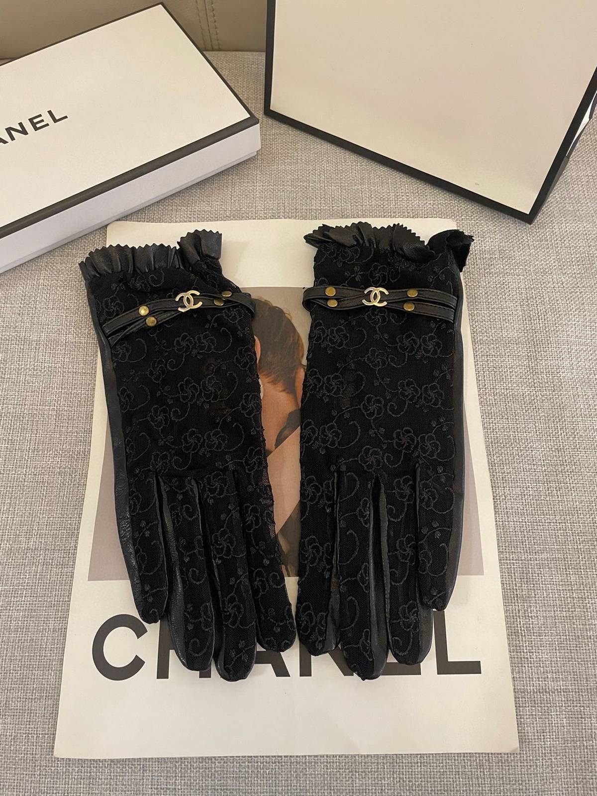 CHANEL シャネル レディース 本革手袋 スマホ対応 防寒 おしゃれ 高級 ブラック - 画像 4