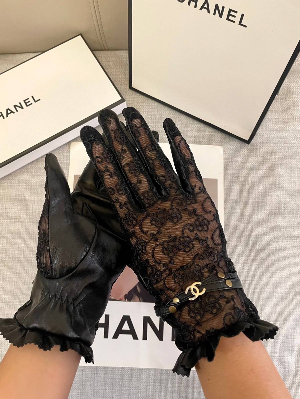 CHANEL シャネル レディース 本革手袋 スマホ対応 防寒 おしゃれ 高級 ブラック - 画像 5