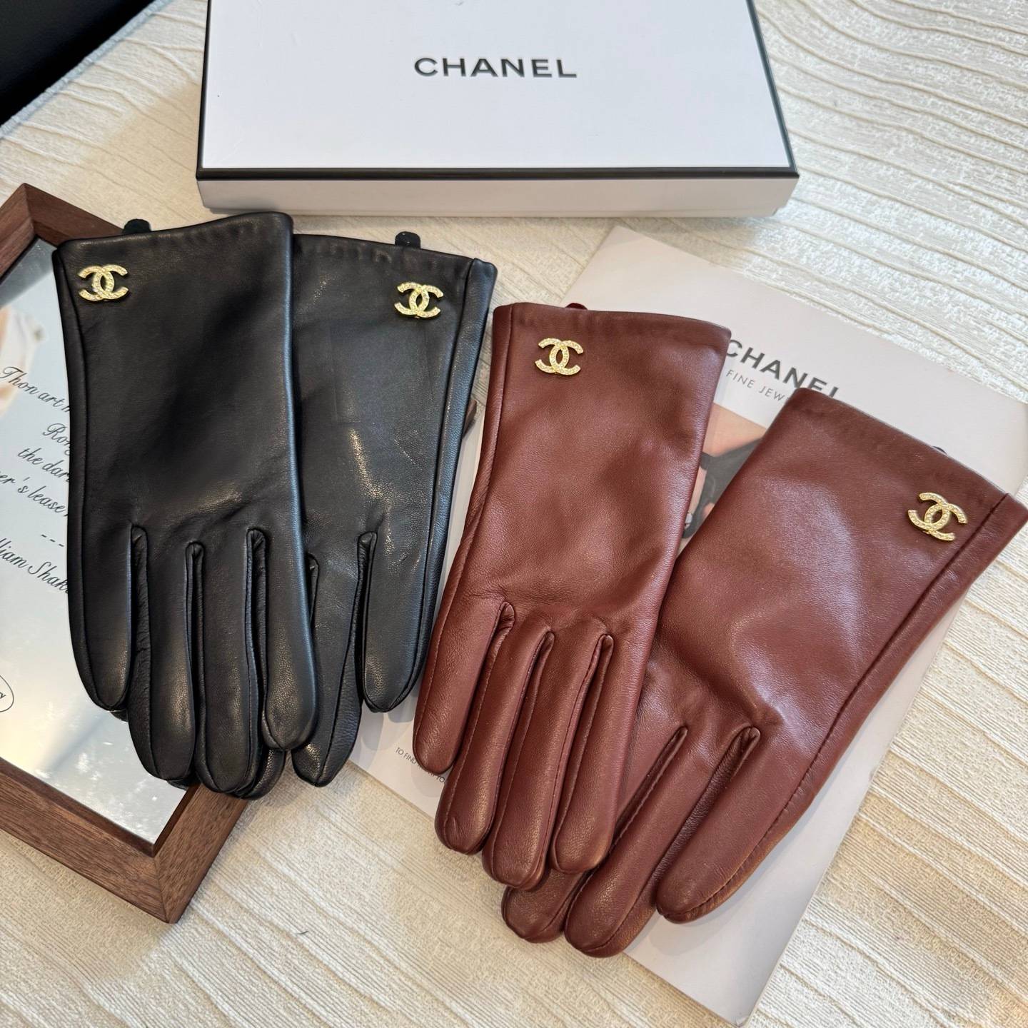 Chanel シャネル 本革手袋 レディース 防寒 保温 暖かい ブラウン ギフト プレゼント 通勤 通学 - 画像 5