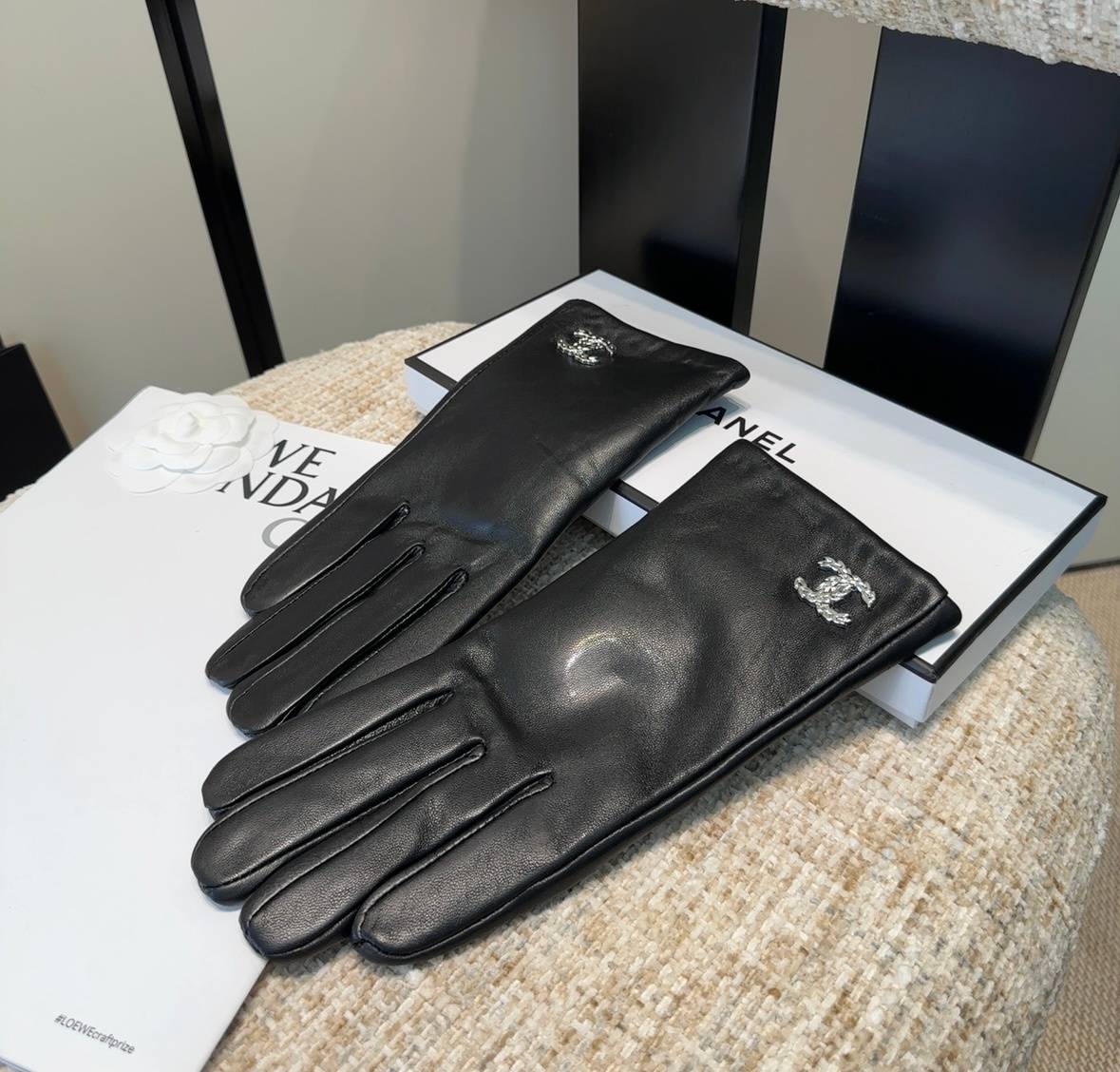 CHANEL シャネル レザー手袋 レディース 本革 高級 通勤 おしゃれ 防寒 冬物 レッド - 画像 5