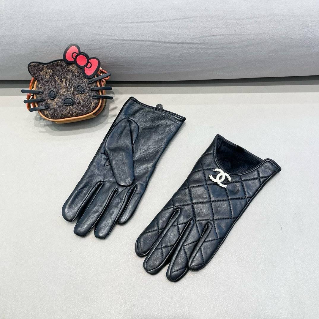 CHANEL シャネル レディース 本革手袋 レザー手袋 羊革 長手袋 防寒 冬 通勤 おしゃれ 高級感 プレゼント 贈り物 女性用 ブラック - 画像 4