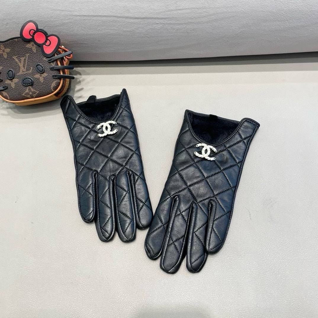 CHANEL シャネル レディース 本革手袋 レザー手袋 羊革 長手袋 防寒 冬 通勤 おしゃれ 高級感 プレゼント 贈り物 女性用 ブラック - 画像 5