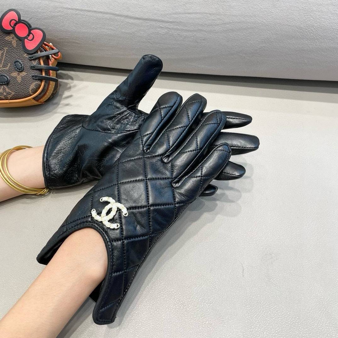 CHANEL シャネル レディース 本革手袋 レザー手袋 羊革 長手袋 防寒 冬 通勤 おしゃれ 高級感 プレゼント 贈り物 女性用 ブラック - 画像 6
