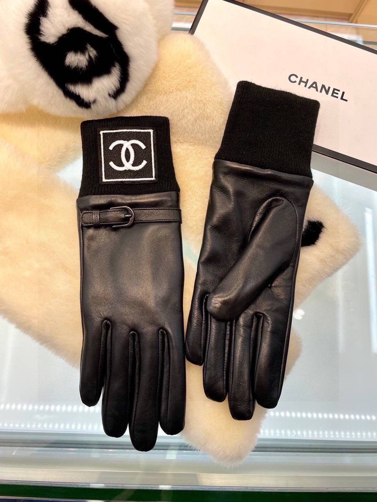 CHANEL シャネル レディース 本革手袋 レザー手袋 羊革 長手袋 防寒 冬 通勤 おしゃれ 高級感 プレゼント 贈り物 女性用 ブラック - 画像 10