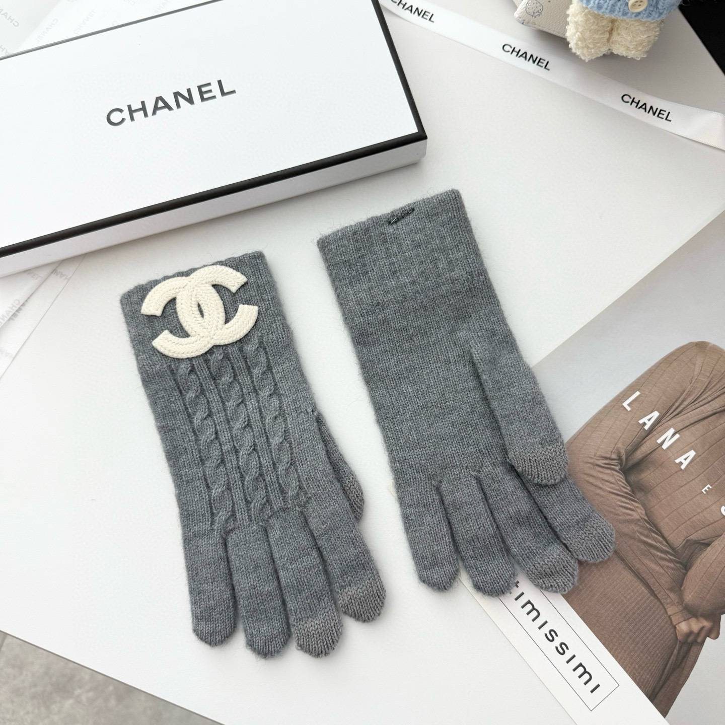 CHANEL シャネル ニット手袋 秋冬 防寒 ロゴ 本物 ブラック 高品質 - 画像 4