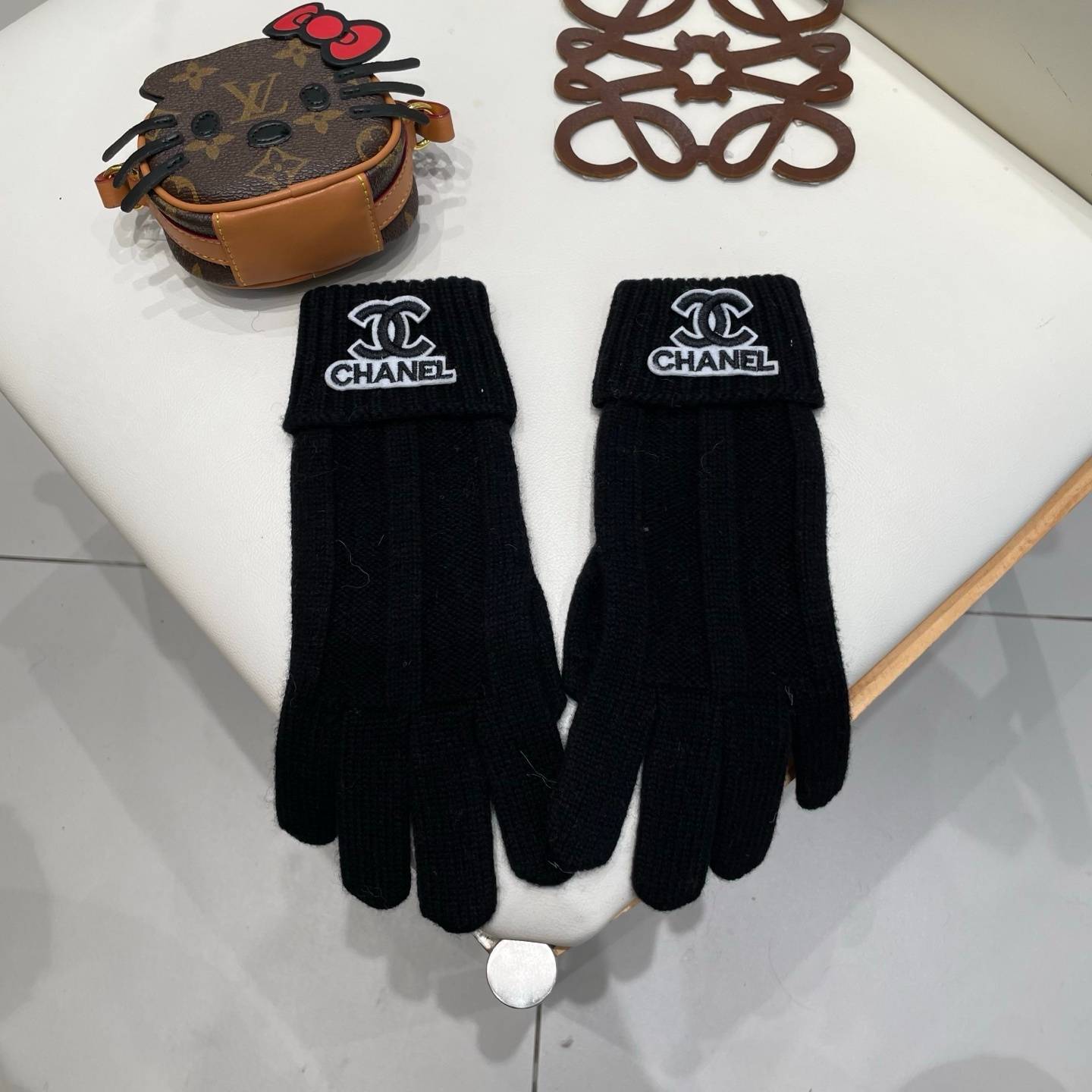 CHANEL シャネル レディースニット手袋 防寒 上品 秋冬 グレー ホワイト ネイビー ベージュ 全4色 - 画像 6