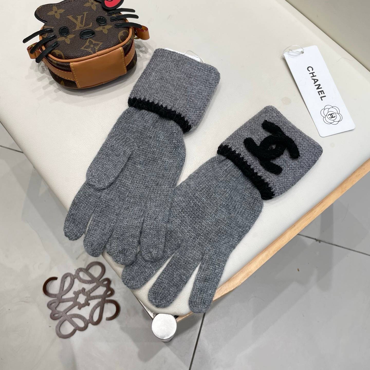 CHANEL シャネル ニット手袋 レディース 高級 防寒 おしゃれ レッド - 画像 8
