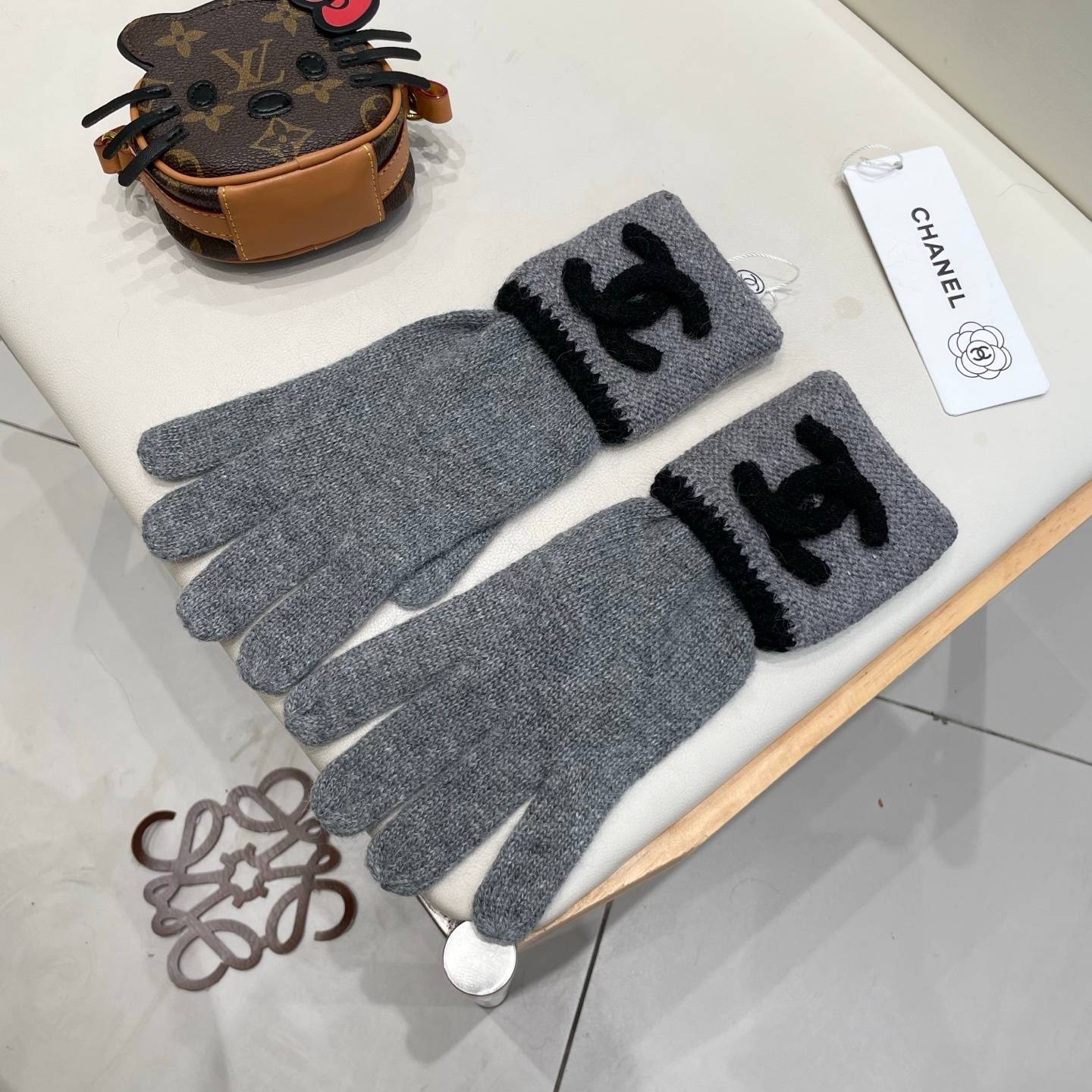 CHANEL シャネル ニット手袋 レディース 高級 防寒 おしゃれ レッド - 画像 9
