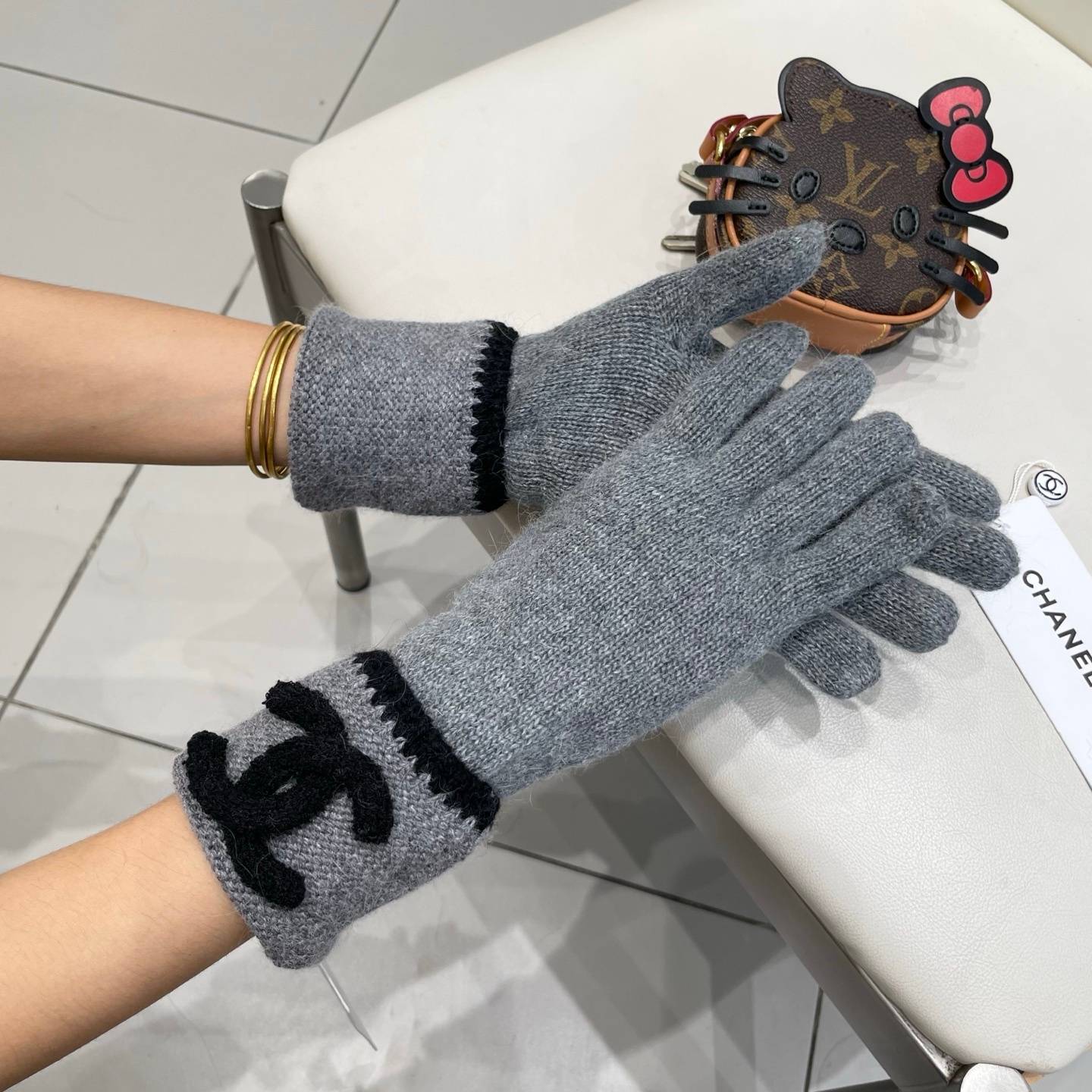 CHANEL シャネル ニット手袋 レディース 高級 防寒 おしゃれ レッド - 画像 10