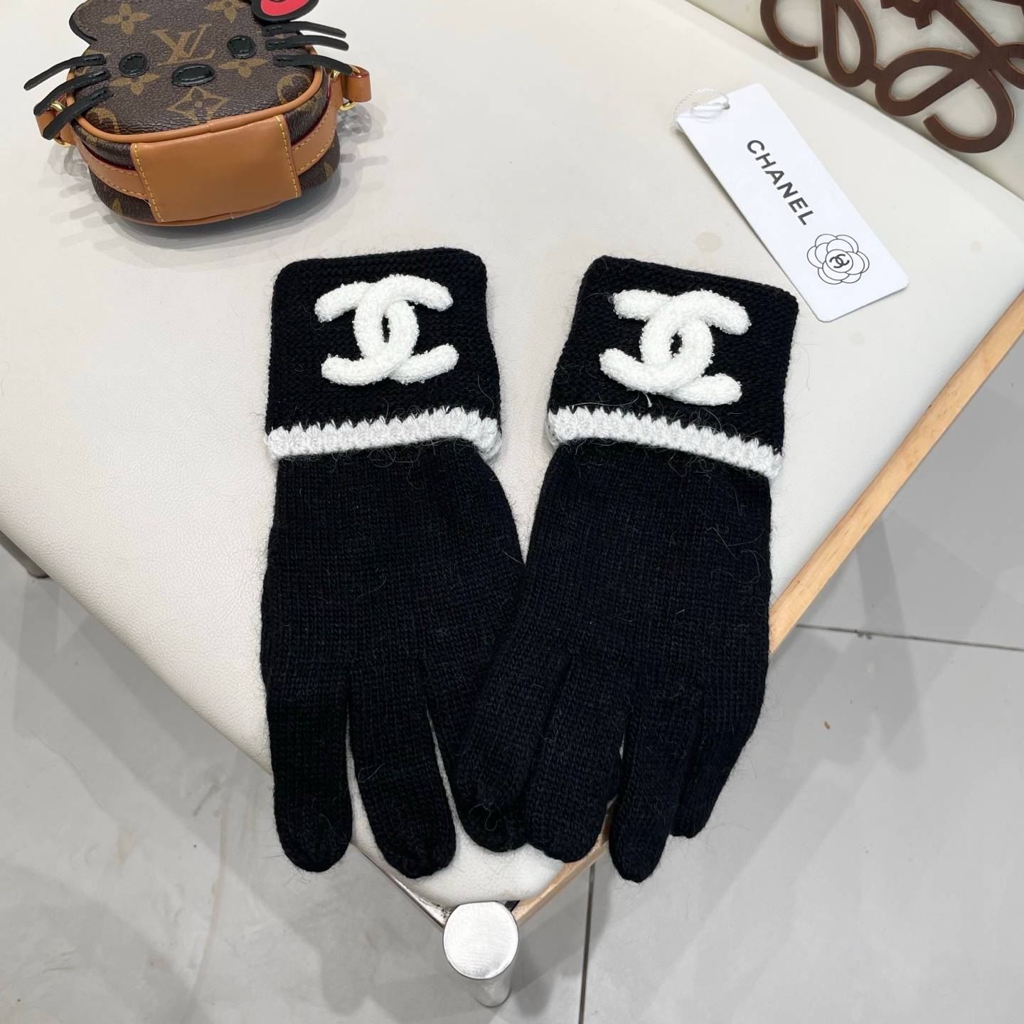 CHANEL シャネル ニット手袋 レディース 高級 防寒 おしゃれ レッド - 画像 12