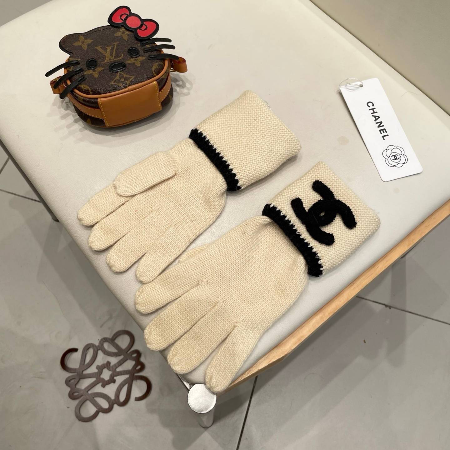 CHANEL シャネル ニット手袋 レディース 高級 防寒 おしゃれ レッド - 画像 14