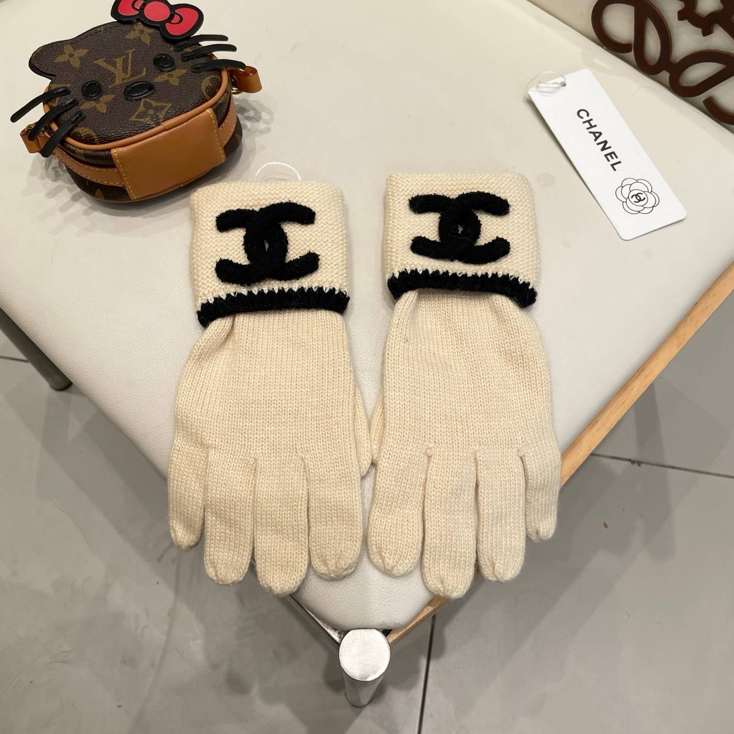 CHANEL シャネル ニット手袋 レディース 高級 防寒 おしゃれ レッド - 画像 15