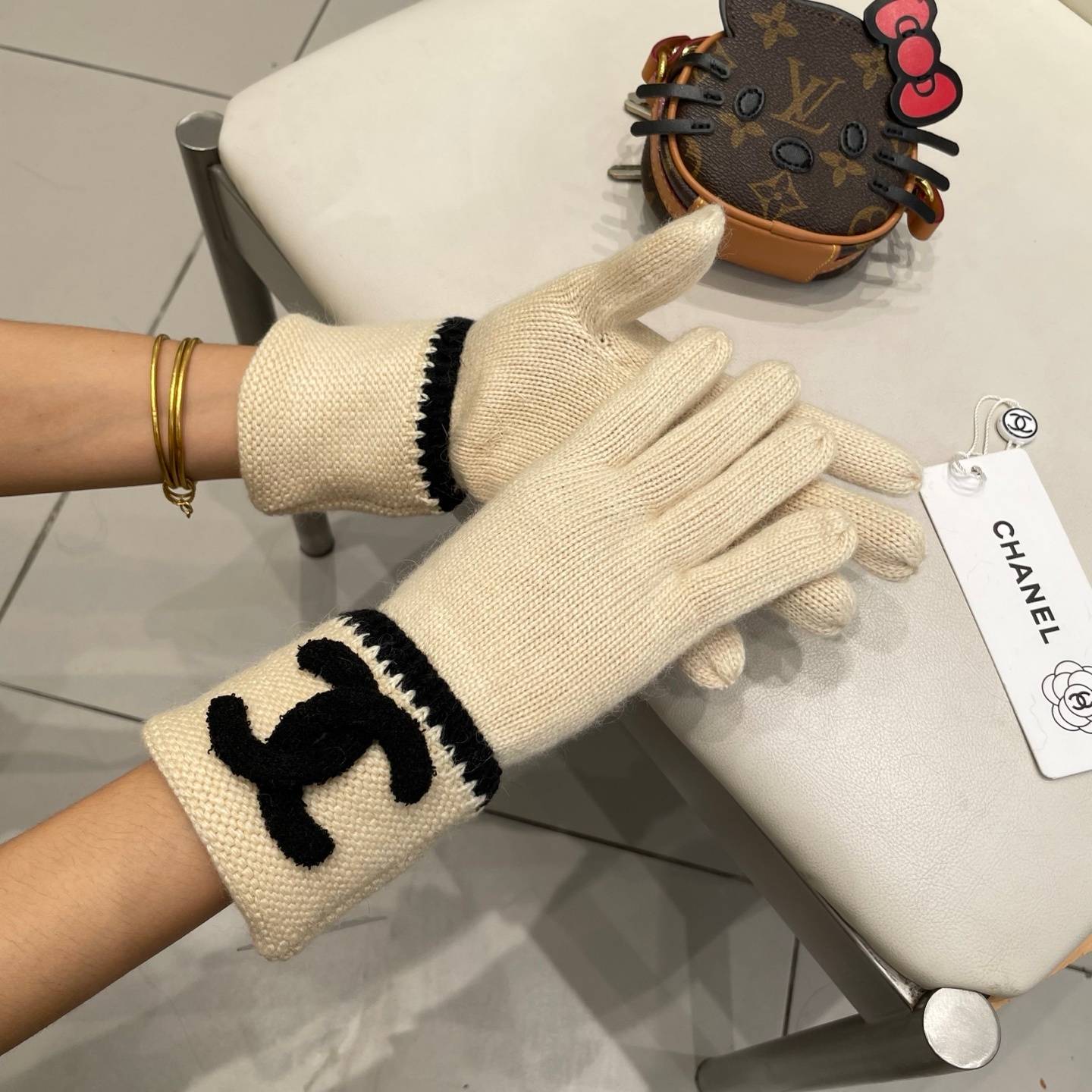 CHANEL シャネル ニット手袋 レディース 高級 防寒 おしゃれ レッド - 画像 16