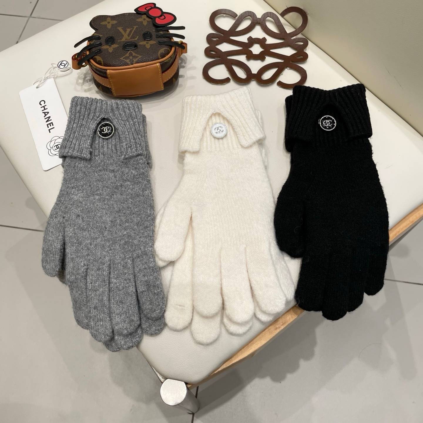 CHANEL シャネル ニット手袋 秋冬 防寒 通勤 全3色 - 画像 3