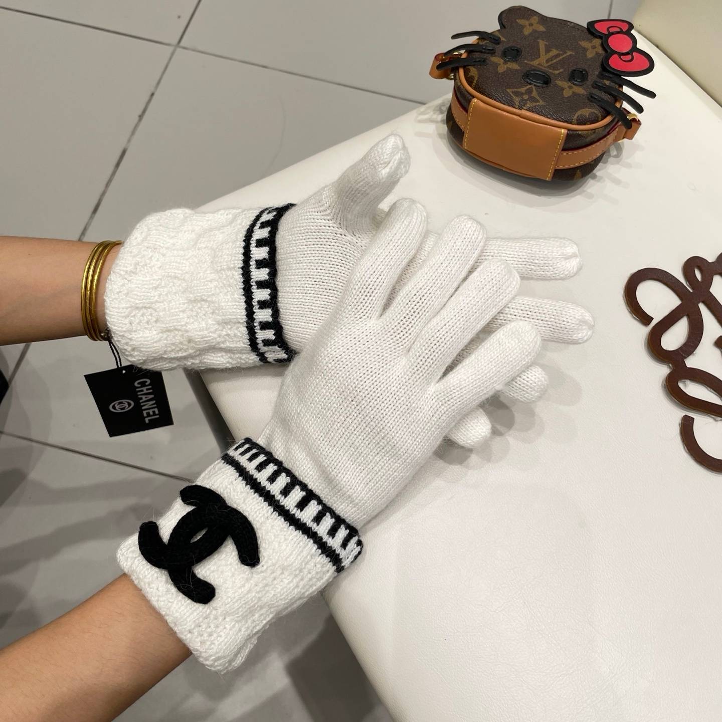 CHANEL シャネル ニット手袋 秋冬 防寒 通勤 全3色 - 画像 6