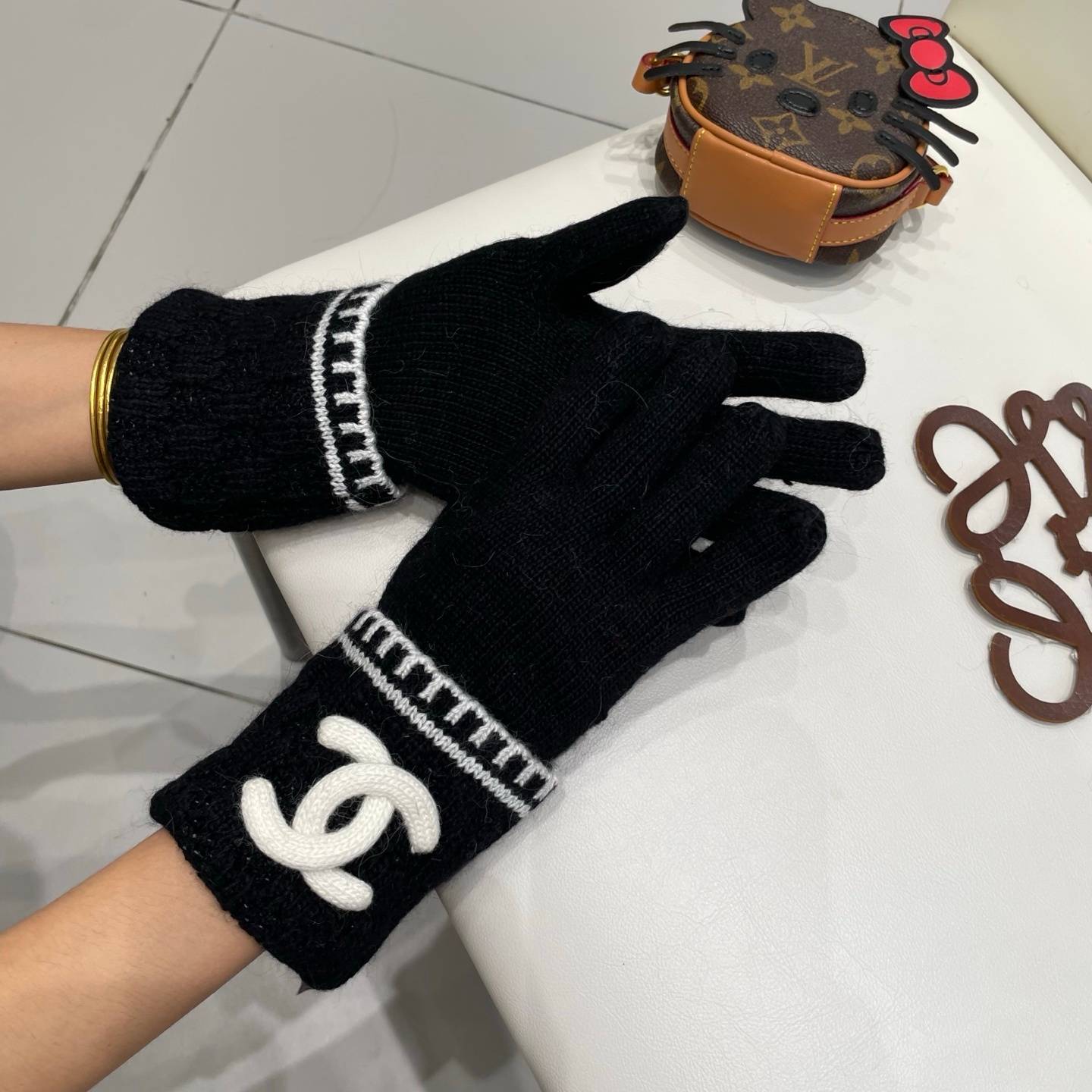 CHANEL シャネル ニット手袋 秋冬 防寒 通勤 全3色 - 画像 12