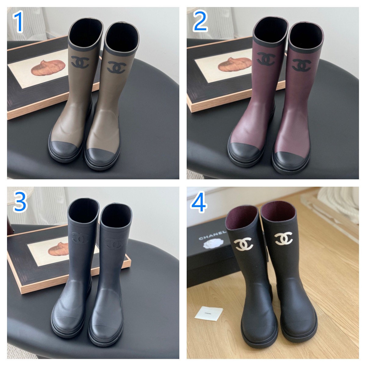 雨の日も大活躍！　CHANEL　シャネル　ココマーク　ラバー レインブーツ　レディース　長靴　4色