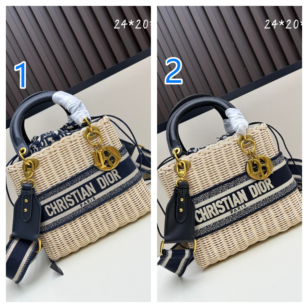 ディオール　Dior　刺繍ロゴ　LADY DIOR　かごバッグ　バスケットバッグ　2WAY　トートバッグ　レディース　ショルダーバッグ　2色