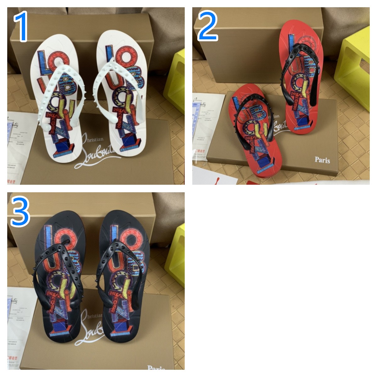 Christian Louboutin　ルブタン　サンダル　スリッパ/ルームシューズ　メンズ/男性用草履　室内履き/外履き　選べる3色