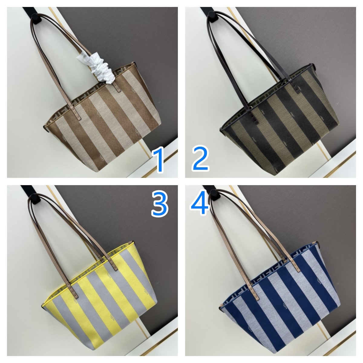 フェンディ　FENDI Roll small　ロール スモール　リバーシブルトートバッグ　FFモチーフ　ファブリック　レディーストートバッグ　ストライプ＆FFロゴ