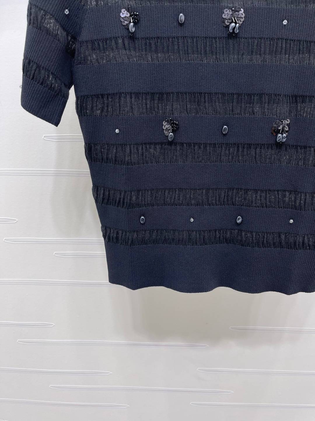CHANEL シャネル ニットジャケット 半袖 ロング丈 ブラック - 画像 5