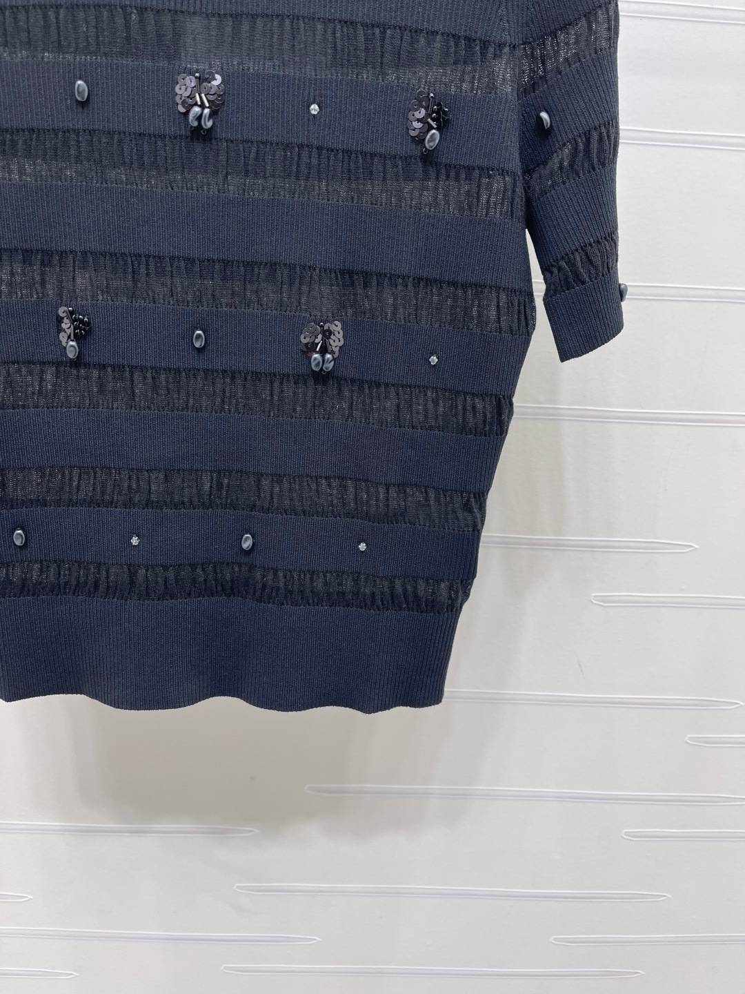 CHANEL シャネル ニットジャケット 半袖 ロング丈 ブラック - 画像 6