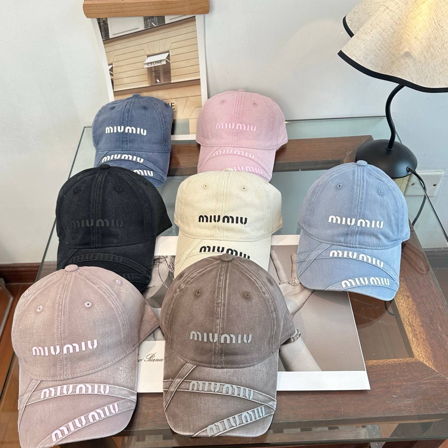 MIU ミュウミュ キャップ ベースボールキャップ ロゴ刺繍 ワッペン メンズ レディース ユニセックス コットン ウォッシュド ストリート 古着風 - 画像 7