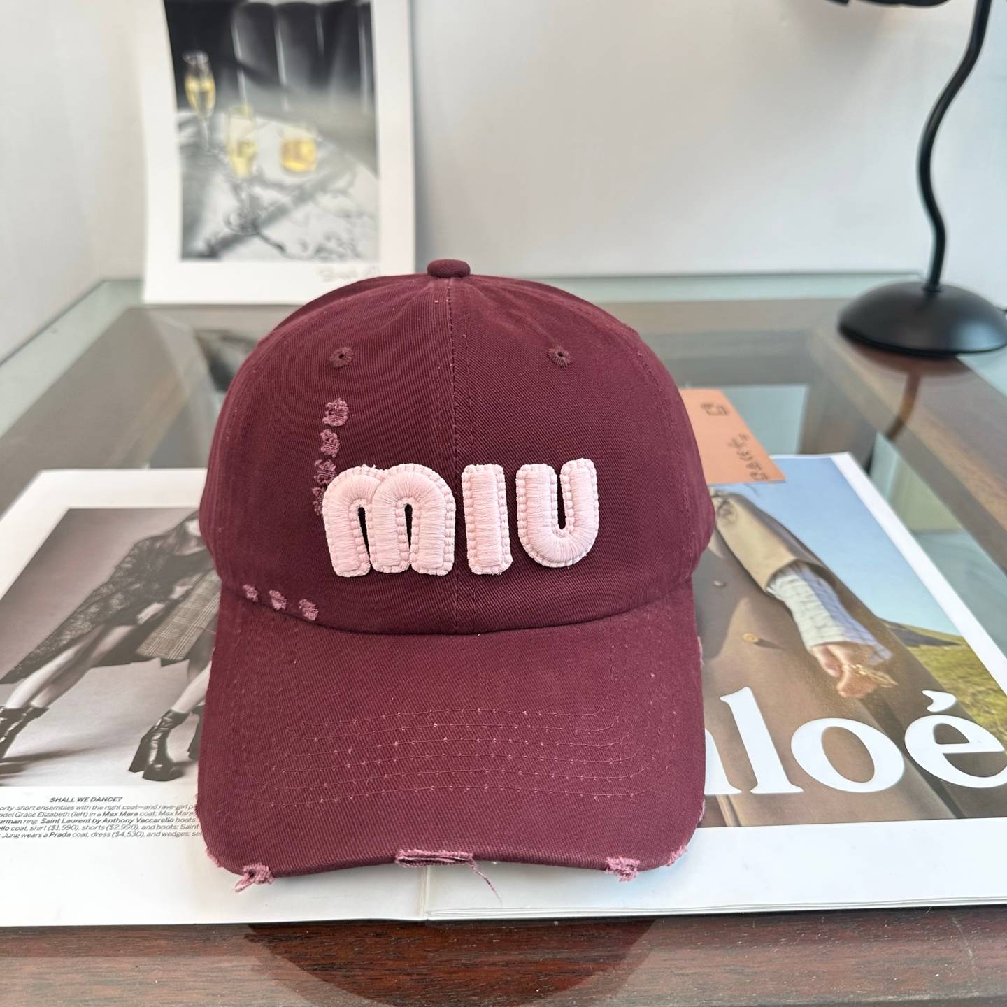 MIU ミウミウ キャップ ベースボールキャップ ロゴ刺繍 ローキャップ コットン デニム ストリート ユニセックス