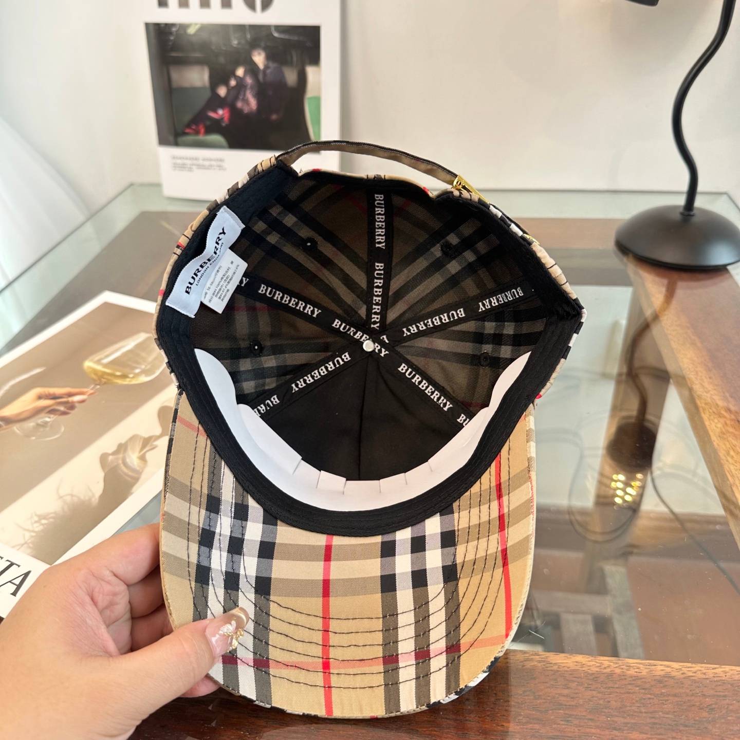 BURBERRY バーバリー キャップ ベースボールキャップ ロゴ刺繍 チェック柄 コットン ストリート メンズ レディース ユニセックス - 画像 2