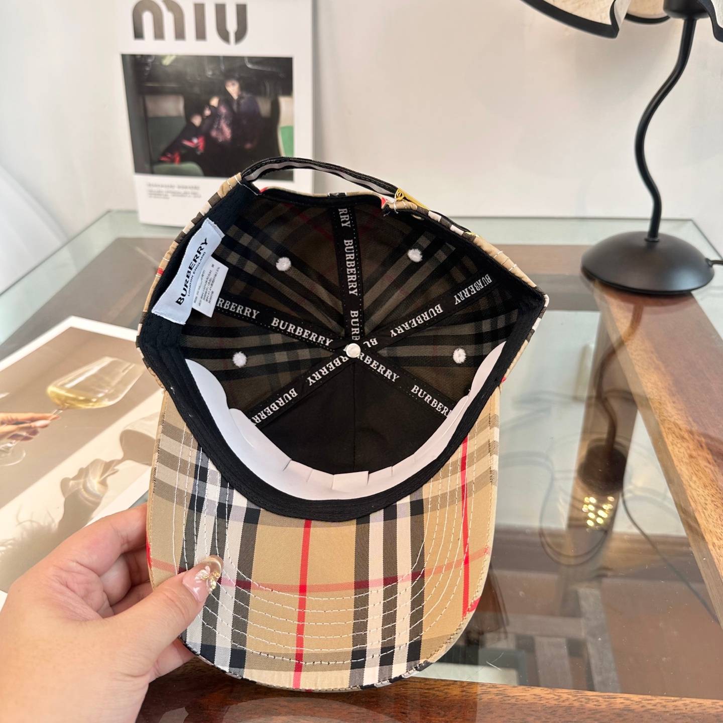 BURBERRY バーバリー キャップ ベースボールキャップ ロゴ刺繍 チェック柄 コットン ストリート メンズ レディース ユニセックス - 画像 5