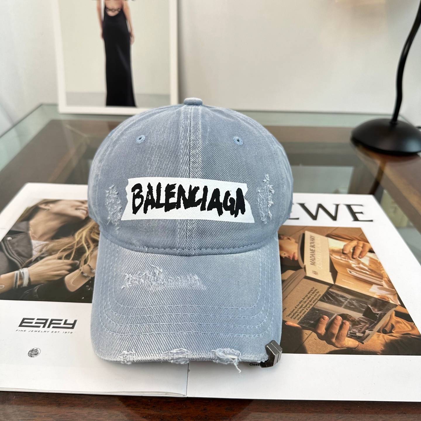 BALENCIAGA バレンシアガ キャップ ロゴ刺繍 メッシュキャップ デニム ワッペン ストリート サイズ調整可能 ブラック ホワイト ネイビー ベージュ - 画像 2