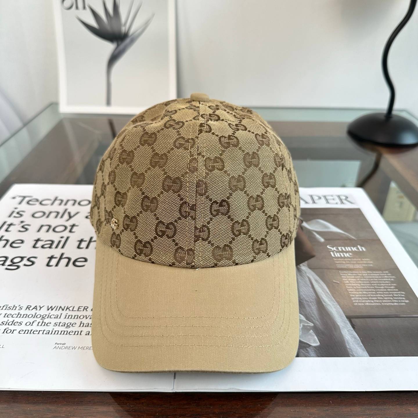 GUCCI グッチ ベースボールキャップ ロゴ刺繍 ボックスロゴ ローキャップ コットン ストリート ユニセックス ブラック ベージュ - 画像 3